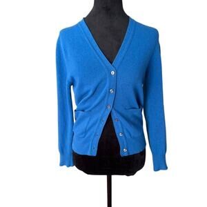 Vintage James Dalgliesh Blue Cashmere Cardigan Sweater Made in Scotland